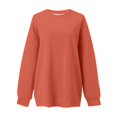 thumbnail image 1 of UJNDER Women's Fashion Solid Color Drop Shoulder Crewneck Sweatshirt Long Sleeve Casual Orange L, 1 of 2