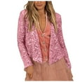 thumbnail image 1 of UJNDER Women's Fashion Solid Sequined Short Casual Coat Cardigan Top for Party Fall Outfits and Glamour Pink S, 1 of 9