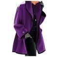 thumbnail image 1 of UJNDER Women's Fashion Winter Long Sleeve Open Cardigan Casual Wool Coat Trench Jacket Warm Slim Long Overcoat Outwear Double Faced Wool Hooded Trench Coat Women Purple L, 1 of 5