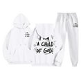 thumbnail image 1 of UJNDER Women's Fashionable Hooded Long Sleeve Printed Sweatshirt with Pockets and Matching Pants Set Pant Suits for Women White S, 1 of 7