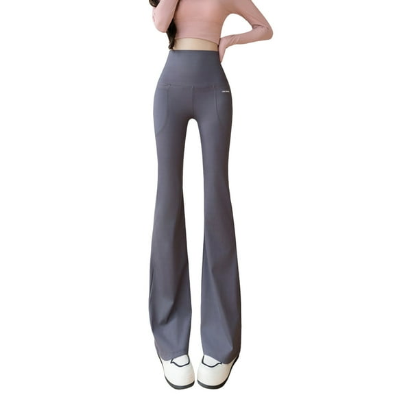UJNDER Women's Flare Leggings with Pockets High Waisted Black Flared for Yoga Gym Workout Gray XL