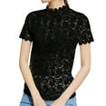 thumbnail image 1 of UJNDER Women's Floral Lace Long Sleeve T Shirt Sheer Mesh Top for Women Daily Casual Wear Comfortable Blouse Spring Summer Black L, 1 of 4