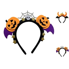 UJNDER Women's Halloween Witch Pumpkin Bow Cat Ear Headband for Party Cosplay Headbands for Women,Orange,One Size