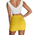 thumbnail image 1 of UJNDER Women's High Waist Solid Color Pleated Bodycon Mini Skirt For Party Nightclub Evening Yellow M, 1 of 4