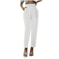 thumbnail image 1 of UJNDER Women's High Waisted Satin Pants Loose Fit Dress Pants with Pockets for Casual Wear White S, 1 of 5