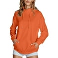 thumbnail image 1 of UJNDER Women's Hooded Sweatshirt 2025 Solid Color High Collar Side Pocket Pullover Long Sleeve Casual Orange XXL, 1 of 9