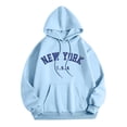 thumbnail image 1 of UJNDER Women's Hooded Sweatshirt Letter Print Pullover Long Sleeve Casual Sky Blue M, 1 of 3