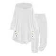 thumbnail image 1 of UJNDER Women's Hooded Tracksuit Set Winter Warm Long Sleeve Pants Outfit Casual Loungewear Cozy Two Piece Suit Pant Suits for Women White M, 1 of 3