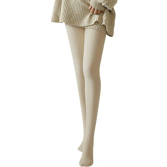 UJNDER Women's Knit Pattern Thermal Leggings Autumn Winter Lined Thickened Tights D One Size