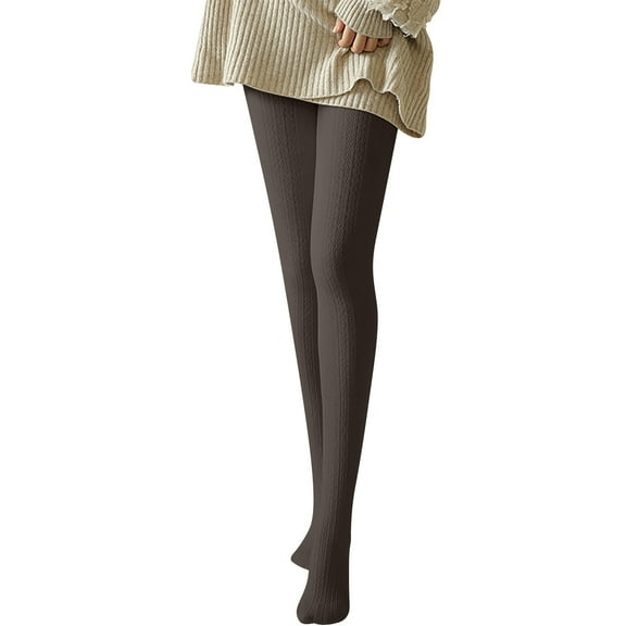 UJNDER Women's Knit Pattern Thermal Leggings Autumn Winter Lined Thickened Tights G One Size