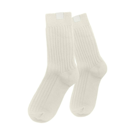 UJNDER Women's Knit Stockings Solid Color Textile Label Stackable Crew Socks White