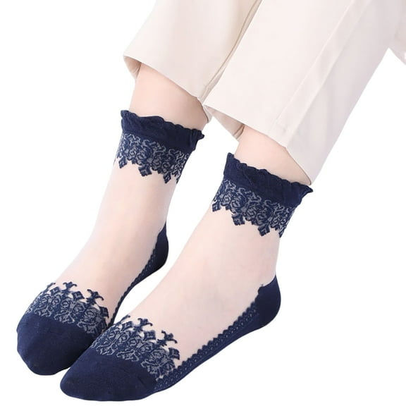 UJNDER Women's Lace Socks Low Cut Dress Ankle Boat Socks for Women Fashion Wear Navy