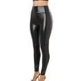 thumbnail image 1 of UJNDER Women's Leather Leggings High Waisted Stretch Pleather Tight Pants with Zipper Black M, 1 of 7