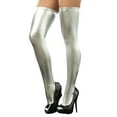 thumbnail image 1 of UJNDER Women's Leather Thigh High Stockings With Zipper Detail Lingerie Accessories Silver, 1 of 3
