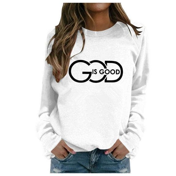 UJNDER Women's Letter Print Crewneck Sweatshirt Long Sleeve Oversized Casual Pullover Fall Winter Sweatshirt for Women White XL
