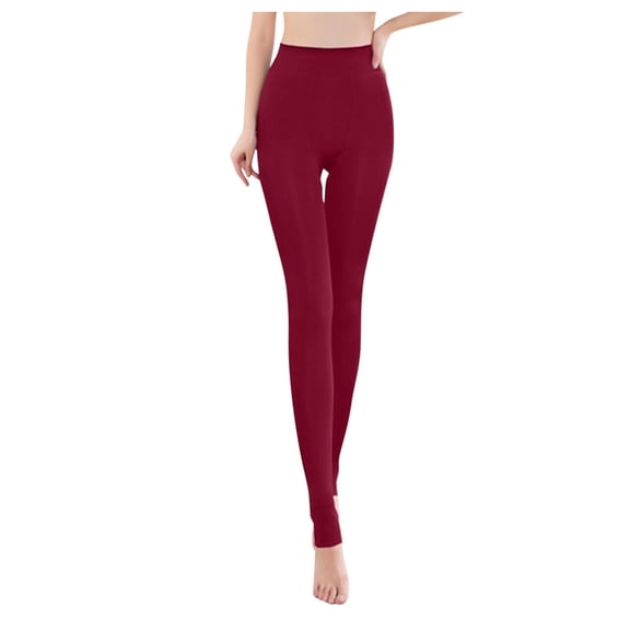 UJNDER Fashion Women Brushed Stretch Lined Thick Tights Warm Winter Ankle/Stirrup Leggings Pants Stirrup_Wine XS