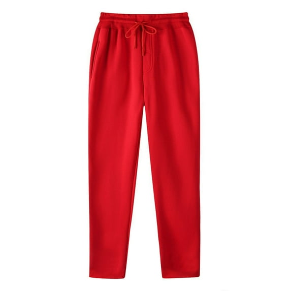 UJNDER Women's Lined Sweatpants Wide Straight Leg High Waisted Joggers with Pockets Workout Comfort Red L