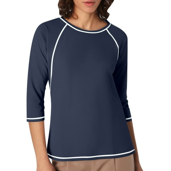 UJNDER Women's Long Sleeve Crew Neck Funny Skeleton Printed Slim Fit Top T Shirts for Women Casual Shirts Tee Navy L