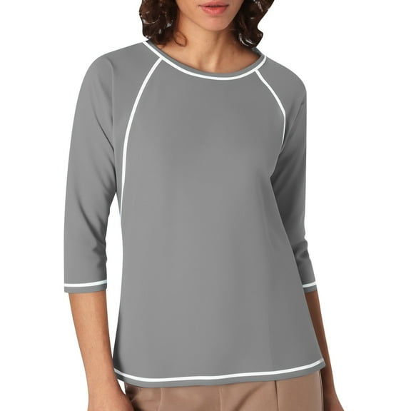 UJNDER Women's Long Sleeve Crew Neck Funny Skeleton Printed Slim Fit Top T Shirts for Women Casual Shirts Tee Silver L