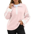 thumbnail image 1 of UJNDER Women's Long Sleeve Stand Neck Sweatshirt for Women Casual Color Block Athletic Streetwear Pink M, 1 of 4