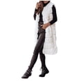 thumbnail image 1 of UJNDER Women's Long Vest Autumn and Winter Solid Color Sleeveless Wool Jacket Cardigan Coat Open Front Coats for Women White XL, 1 of 5