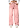 thumbnail image 1 of UJNDER Women's Loose Fit Straight Leg Jeans Casual Comfort Denim for Everyday Versatile Wear Pink M, 1 of 5