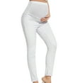 thumbnail image 1 of UJNDER Women's Maternity Jeans Full Panel Pull On Stretch Skinny Denim with Distressed Details White L, 1 of 3