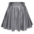 thumbnail image 1 of UJNDER Women's Metallic Skater Skirt Sparkly Shiny Flared Pleated A Line Mini Comfortable Grey L, 1 of 2