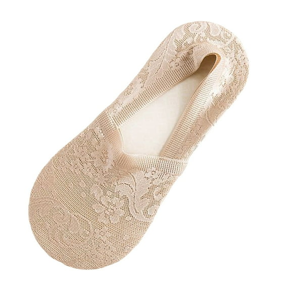 UJNDER Women's No Show Boat Socks Deep Well Lace Trim Breathable Low Cut Liner Socks for Sports Khaki