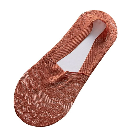 UJNDER Women's No Show Boat Socks Deep Well Lace Trim Breathable Low Cut Liner Socks for Sports Red