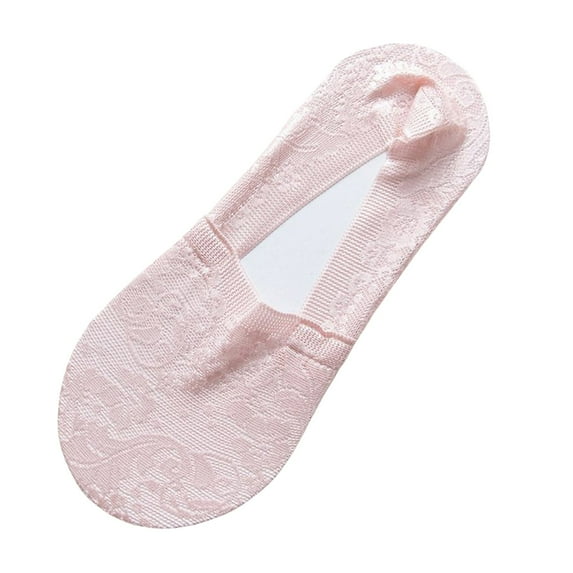 UJNDER Women's No Show Boat Socks Deep Well Lace Trim Breathable Low Cut Liner Socks for Sports Rose Gold