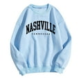 thumbnail image 1 of UJNDER Women's Oversized Letter Print Crewneck Sweatshirt Long Sleeve Pullover Top for Casual Loose Fit Comfort Light Blue M, 1 of 4