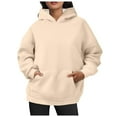 thumbnail image 1 of UJNDER Women's Oversized Pullover Hoodie with Large Pockets Long Sleeve Casual Sweatshirt for Fall and Winter Comfort Beige L, 1 of 5