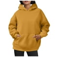 thumbnail image 1 of UJNDER Women's Oversized Pullover Hoodie with Large Pockets Long Sleeve Casual Sweatshirt for Fall and Winter Comfort Deep Yellow L, 1 of 5
