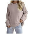 thumbnail image 1 of UJNDER Women's Oversized Sweater Crewneck Long Sleeve Fuzzy Knit Warm Pullover Sweater Top Oversized Sweaters for Women Purple L, 1 of 5
