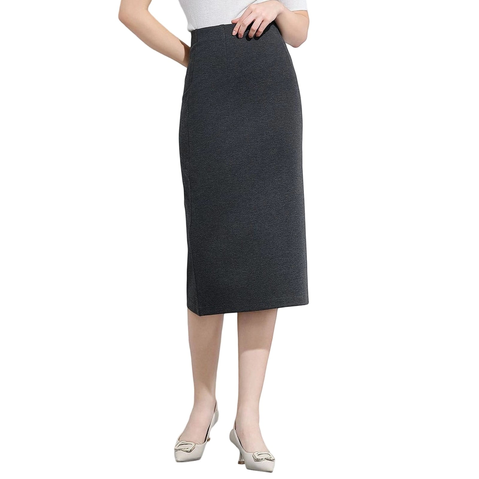 UJNDER Women's Pencil Skirt Mid Length Slim Fit Stretchy Work