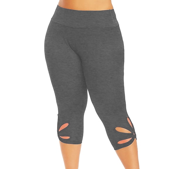 UJNDER Women's Plus Size Thin Solid Leggings High Waist Elastic Shaped for Casual Pants and Wear Gray L