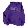 thumbnail image 1 of UJNDER Women's Print Pullover Hoodie Casual Long Sleeve Fall Winter Style Comfort Fit Dark Purple S, 1 of 2