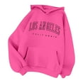 thumbnail image 1 of UJNDER Women's Print Pullover Hoodie Casual Long Sleeve Fall Winter Style Comfort Fit Hot Pink M, 1 of 2