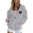 thumbnail image 1 of UJNDER Women's Printed Zip Up Hoodies for Women Long Sleeve Drawstring Pocket Casual Winter Daily Wear Light Gray L, 1 of 3