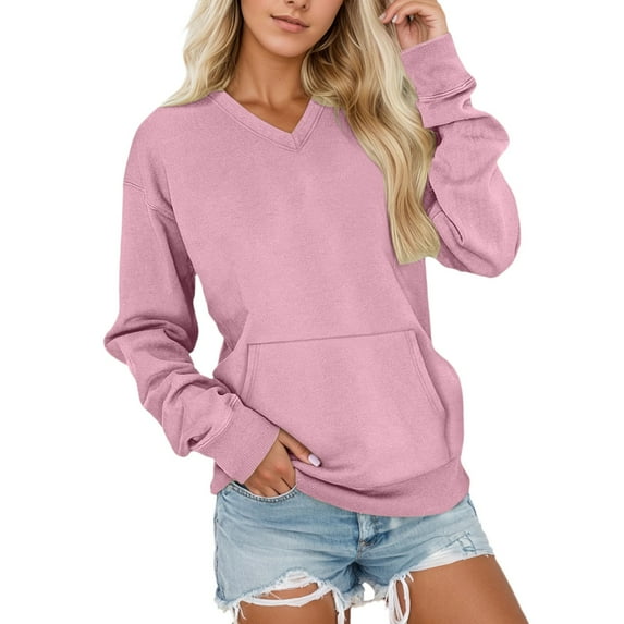 UJNDER Women's Pullover Sweatshirt Soft Thermal Winter Wear Cozy Oversized Crewneck Top with Pockets for Casual Athletic Comfort Light Pink S
