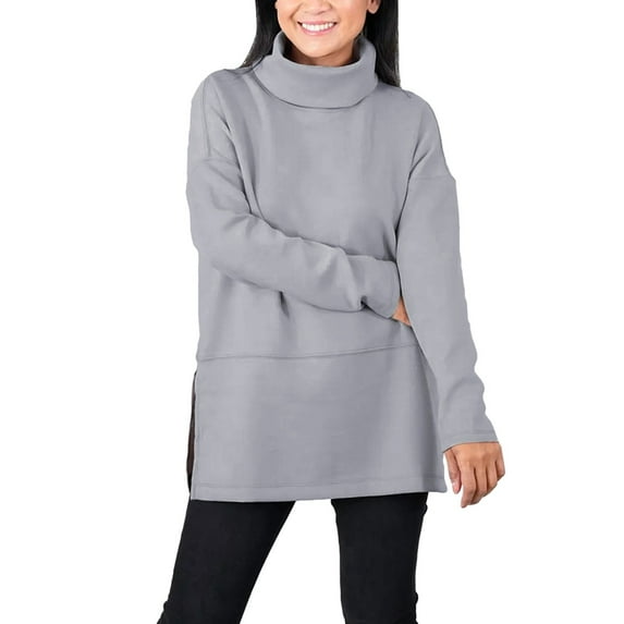 UJNDER Women's Pure Color Round Neck Long Sleeve Tops for Women Casual Comfortable Everyday Wear Grey XXL