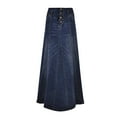 thumbnail image 1 of UJNDER Women's Retro Exposure Button Fly Packaged Hip A Line Maxi Long Denim Skirt Comfortable Blue XXL, 1 of 2