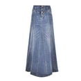 thumbnail image 1 of UJNDER Women's Retro Exposure Button Fly Packaged Hip A Line Maxi Long Denim Skirt Comfortable Light Blue L, 1 of 3