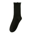thumbnail image 1 of UJNDER Women's Ribbed Crew Socks Double Needle Striped Design Stacked Socks Black, 1 of 3