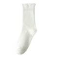 thumbnail image 1 of UJNDER Women's Ribbed Crew Socks Double Needle Striped Design Stacked Socks White, 1 of 3
