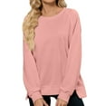 thumbnail image 1 of UJNDER Women's Ribbed Crewneck Sweatshirt Long Sleeve Hoodless Casual for All Seasons Pink XL, 1 of 7