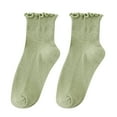 thumbnail image 1 of UJNDER Women's Ruffle Ankle Socks with Floral Lace Trim Low Cut Casual Fashion Socks for Women Army Green, 1 of 3