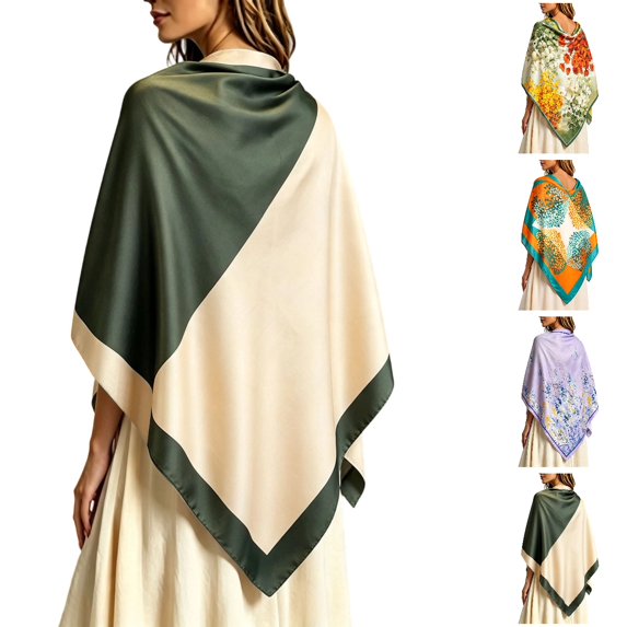 UJNDER Women's Satin Silk-like Square Scarf Lightweight Draped Neckwear for Adult Elegant Everyday Wear and Styling Scarf for Women,Green_004,One Size