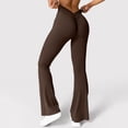 thumbnail image 1 of UJNDER Women's Scrunch Flare Leggings V Back Lifting Wide Leg High Waist for Gym Workout Yoga Pants Brown L, 1 of 7